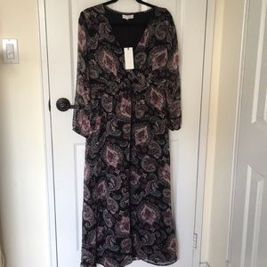 Paisley Print Crossover Maxi Dress